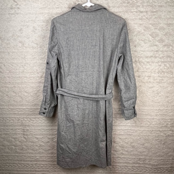 DIALOGUE Beachy Shirt Dress Linen Blend Small Petite Casual Chambray Tie Belt - Picture 10 of 14